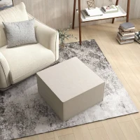HOMCOM Taburet 2 în 1 cu Husă Detasabilă din Material Textil cu Efect de In, 75x75x41 cm, Bej(m-9)