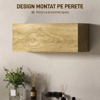 HOMCOM Dulap Suspendat pentru Baie cu Ușă Rabatabilă și Polițe, 80x25x30 cm, Lemn Natural(m-6)