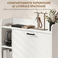 HOMCOM, Dulap pentru pantofi, Cu 2 Sertare Rabatabile, Placă aglomerată, 83x24x90.5 cm, Alb(m-6)