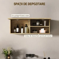 HOMCOM Dulap Suspendat pentru Baie cu Ușă Rabatabilă și Polițe, 80x25x30 cm, Lemn Natural(m-7)
