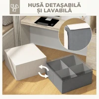 HOMCOM Taburet 2 în 1 cu Husă Detasabilă din Material Textil cu Efect de In, 75x75x41 cm, Bej(m-6)