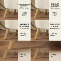 HOMCOM Bancă de depozitare de 65L din material teddy și picioare din lemn, 120x42x45 cm, bej(m-9)