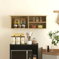HOMCOM Dulap Suspendat pentru Baie cu Ușă Rabatabilă și Polițe, 80x25x30 cm, Lemn Natural(m-9)