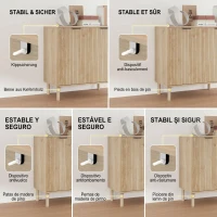 HOMCOM Dulap Mobil din Lemn cu 2 Niveluri și Raft Reglabil pe 3 Niveluri, 78x40x77,5 cm, culoare Stejar(m-7)