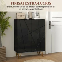 HOMCOM Dulap modern pentru pantofi, pentru 15-20 de perechi de pantofi, cu rafturi reglabile și închidere amortizată, negru(m-6)