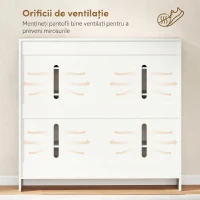 HOMCOM Dulap slim pentru pantofi, pentru 25-30 de perechi, cu uși cu închidere amortizată, alb lucios(m-7)
