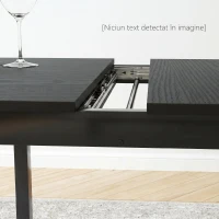 HOMCOM, Masă Extensibilă, Expandabilă de la 120-160 cm cu Picioare, din MDF, Oțel, 160x70x75cm, Negru(m-9)