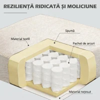 HOMCOM Fotoliu Modern de Design cu Pernă Extra, din Material Textil cu Efect de In și Oțel, 73x81x82 cm, Alb Crem(m-4)