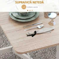 HOMCOM Masă Modernă Pliabilă cu 2 Extensii și Roți, din PAL și Oțel, 120x80x73cm, Maro(m-12)