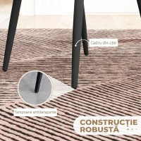 HOMCOM Set de 4 Scaune pentru Camera de Luat Masa, Scaune de Bucatarie cu Tapiterie din Material Textil din Catifea cu Picioare Metalice Solide pentru Camera de Luat Masa, Camera de Zi, Salon, Gri(m-6)