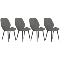 HOMCOM Set de 4 Scaune pentru Camera de Luat Masa, Scaune de Bucatarie cu Tapiterie din Material Textil din Catifea cu Picioare Metalice Solide pentru Camera de Luat Masa, Camera de Zi, Salon, Gri(m-1)