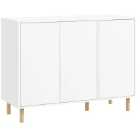 HOMCOM Bufet Modern cu 2 Dulapuri și 3 Rafturi din Lemn, 107x40x80 cm, Alb(m-1)