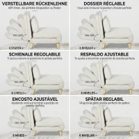 HOMCOM Fotoliu extensibil 2 în 1 cu spătar reglabil și pernă, din material cu efect de in, 72x78x79 cm(m-5)