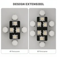 HOMCOM, Masă Extensibilă, Expandabilă de la 120-160 cm cu Picioare, din MDF, Oțel, 160x70x75cm, Negru(m-4)