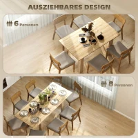 HOMCOM Masă extensibilă pentru 6-8 persoane, 140-180 x 80 cm, culoare lemn(m-4)