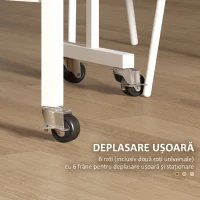 HOMCOM Masă Modernă Pliabilă cu 2 Extensii și Roți, din PAL și Oțel, 120x80x73cm, Maro(m-11)