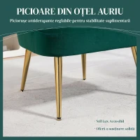 HOMCOM Fotoliu de Cameră și Living în Stil Art Deco cu Spătar în Formă de Scoică, din Material Vellutat și Oțel, 63x65x84 cm, Verde(m-6)