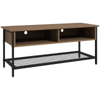 HOMCOM Mobilier TV pentru televizoare de până la 48" în stil industrial din lemn și oțel, 110x40x48cm, maro și negru(m-1)