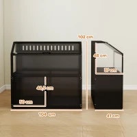 PawHut Cage Hamster 2-en-1 avec Armoire de Rangement pour Rongeur Hamster Syrien et Souris Acier et Acrylique Noir(m-3)