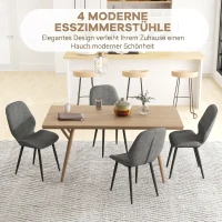 HOMCOM Set de 4 Scaune pentru Camera de Luat Masa, Scaune de Bucatarie cu Tapiterie din Material Textil din Catifea cu Picioare Metalice Solide pentru Camera de Luat Masa, Camera de Zi, Salon, Gri(m-4)