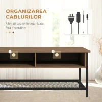HOMCOM Mobilier TV pentru televizoare de până la 48" în stil industrial din lemn și oțel, 110x40x48cm, maro și negru(m-5)