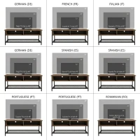 HOMCOM Mobilier TV pentru televizoare de până la 48" în stil industrial din lemn și oțel, 110x40x48cm, maro și negru(m-6)
