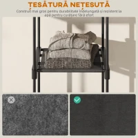 HOMCOM Dulap Portabil cu 2 Bare și 6 Rafturi, din Material Textil Non-Țesut, Plastic și Oțel, 111x43x185 cm, Negru(m-6)