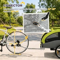 PawHut Remolque de Bicicleta Perros 2 en 1 Carrito Perros Medianos Plegable con Suspensión Neumáticos Grandes Ventanas Verde(m-7)