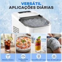 HOMCOM Máquina de Gelo Autolimpável 12 kg/24H 9 Cubos Prontos em 7 Minutos 2 Tamanhos de Gelo Depósito de 1,5L Branco(m-9)