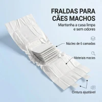 PawHut Fraldas Descartáveis para Cães Machos 48 Unidades Super Absorventes Antifugas para Cães Tamanho M(m-4)