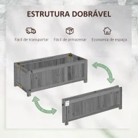 Outsunny Floreira de Madeira Dobrável Floreira Elevada para Cultivo de Vegetais e Flores no Pátio Varanda Terraço 70x30x25 cm Cinzento(m-4)