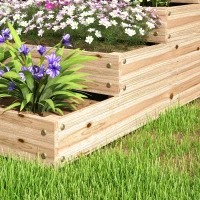 Outsunny Aiuola Orto senza Fondo a 4 Livelli per Erbe Aromatiche, Ortaggi, Frutta e Fiori, 113x113x46 cm, Legno Naturale(m-4)