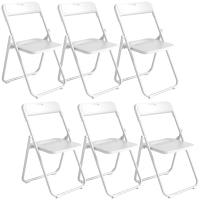 HOMCOM Juego de 6 Sillas Plegables de Plástico con Respaldo Curvo Diseño Ventilación Estructura de Acero 48,5x47x75 cm Blanco