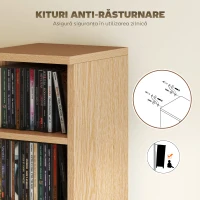 HOMCOM Set 2 Suporturi pentru CD-uri cu 6 Etajere Reglabile pentru 204 CD-uri, din Lemn, 21x22.5x88.5 cm, Culoare Lemn(m-7)