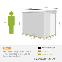 Outsunny Capanno Attrezzi in Metallo 1.5x2m con Base, Porta Scorrevole e Tetto Inclinato, Grigio Chiaro(m-3)