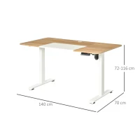 Vinsetto Scrivania Elettrica con Altezza Regolabile e 4 Tasti di Memoria, per Ufficio e Casa, 140x70x72-116 cm, Bianco e Naturale(m-3)
