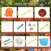 AIYAPLAY Castelo Insuflável Aquático 7 em 1 com Insuflador 450W 2 Escorregas Trampolim Piscina Cesto Coluna de Boxe 426x360x198 cm Multicor(m-10)