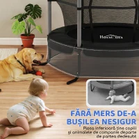 HOMCOM Trambulin Elastic pentru Copii Ø1.6x1.9 m cu Plasă de Siguranță și Stâlpi Căptușiți, Vârsta 3-10 Ani, Negru(m-5)
