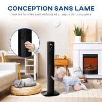 HOMCOM Ventilatore Colonne Oscillante 70° con 3 modalità e 3 velocità, Telecomando e Timer 12h, 31.5x31.5x96 cm, Nero(m-5)