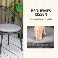 Outsunny Bistro-Set Rattan-Sofa-Set Terrassen-Set, 2 Stühle, 1 Tisch, wetterbeständig, 65 x 63 x 80 cm, Dunkelgrau + Hellgrau(m-5)