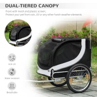 PawHut Steel Dog Bike Trailer Pet Cart Carrier for Bicycle Kit Water Resistant with Hitch Coupler Travel(m-5)