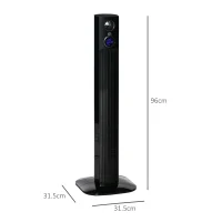 HOMCOM Ventilatore Colonne Oscillante 70° con 3 modalità e 3 velocità, Telecomando e Timer 12h, 31.5x31.5x96 cm, Nero(m-3)