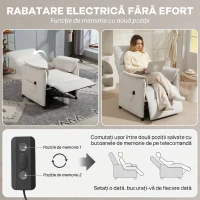 HOMCOM Fotoliu Rabatabil Electric cu Telecomandă și Suport pentru Picioare, din material cu efect de catifea, 80x83x104 cm, Crem(m-5)