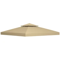 Outsunny Ersatzdach für Pavillon 3 x 3 m wasserdicht Pavillondach mit Doppeldach Ablauflöcher Beige(m-1)