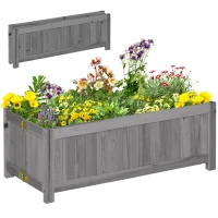 Outsunny Jardinera de Madera Plegable Jardinera Elevada para Cultivos Verduras Flores en Patio Balcón Terraza 70x30x25 cm Gris(m-10)