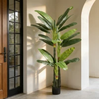 HOMCOM Arbore de Bananier Artificial, Plantă Artificială cu 18 Frunze, 180 cm, Verde(m-9)