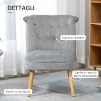 HOMCOM Sedia Moderna per Soggiorno e Sala da Pranzo con Seduta Imbottita e Tessuto Vellutato, 60x66x79 cm, Grigia(m-4)