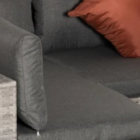 Outsunny 6 Seater Patio PE Rattan Wicker Sofa Set, Outdoor All Weather Conservatory Furniture, w/ Tempered Glass Coffee Table & Cushions, Deep Grey(m-8)
