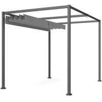 Outsunny Pérgola de Jardín 3x2m Cenador de Techo Retráctil de Poliéster Recubrimiento Resistente para Celebraciones Fiestas Gris(m-10)