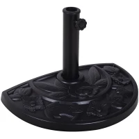 Outsunny Base para Chapéu de Sol de Resina em Forma Semicircular para Mastros de Ø3,8 cm e Ø4,8 cm Peso 9 kg 50x31x32 cm Preto(m-10)